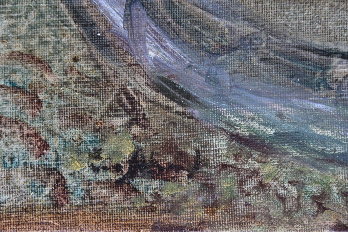 Erich SCHMID  "Rue déserte" huile sur toile 46x38-photo-2